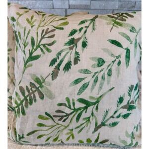 Charvet Editions 100% Linen Throw Pillows Pair 16x16 Botanical Made In France